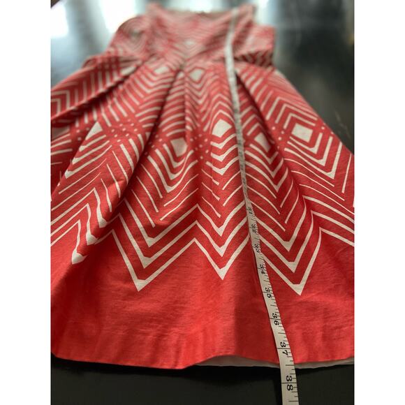 DRESSBARN Red/White Geometric Pattern Sleeveless Cotton Dress sz 6 - Picture 12 of 15